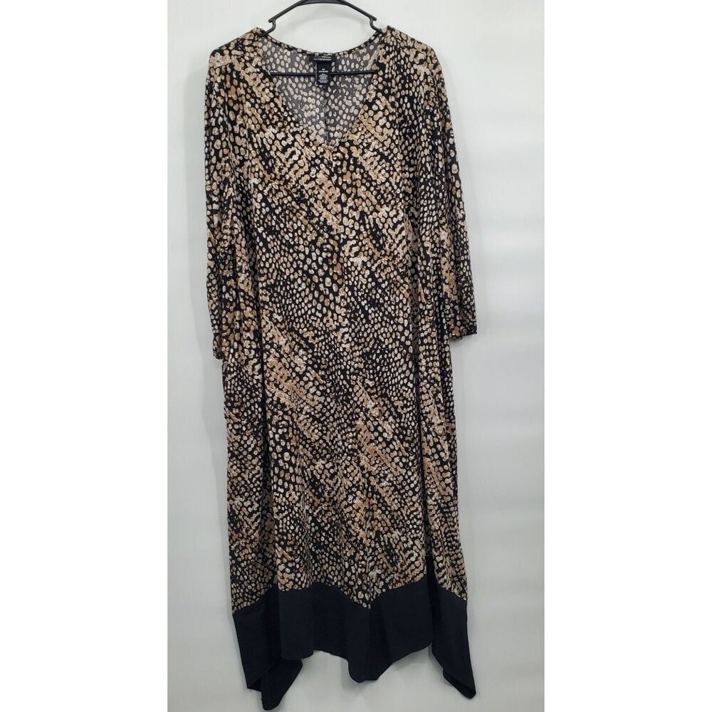 Catherines Snake Skin Print Long Sleeve Maxi Dress Women Size Plus 2X Rusched